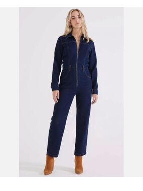 Etica Farrah Raw Denim Dark Blue Jumpsuit